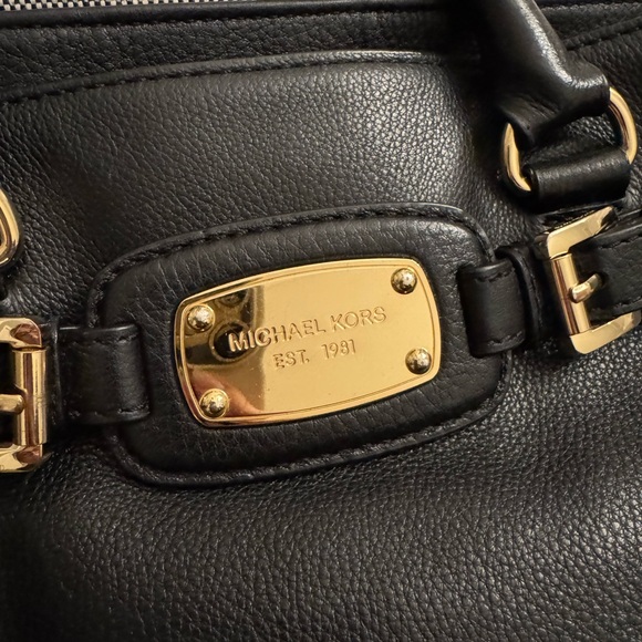Michael Kors Black Leather Bag with Gold Accents - Picture 2 of 10